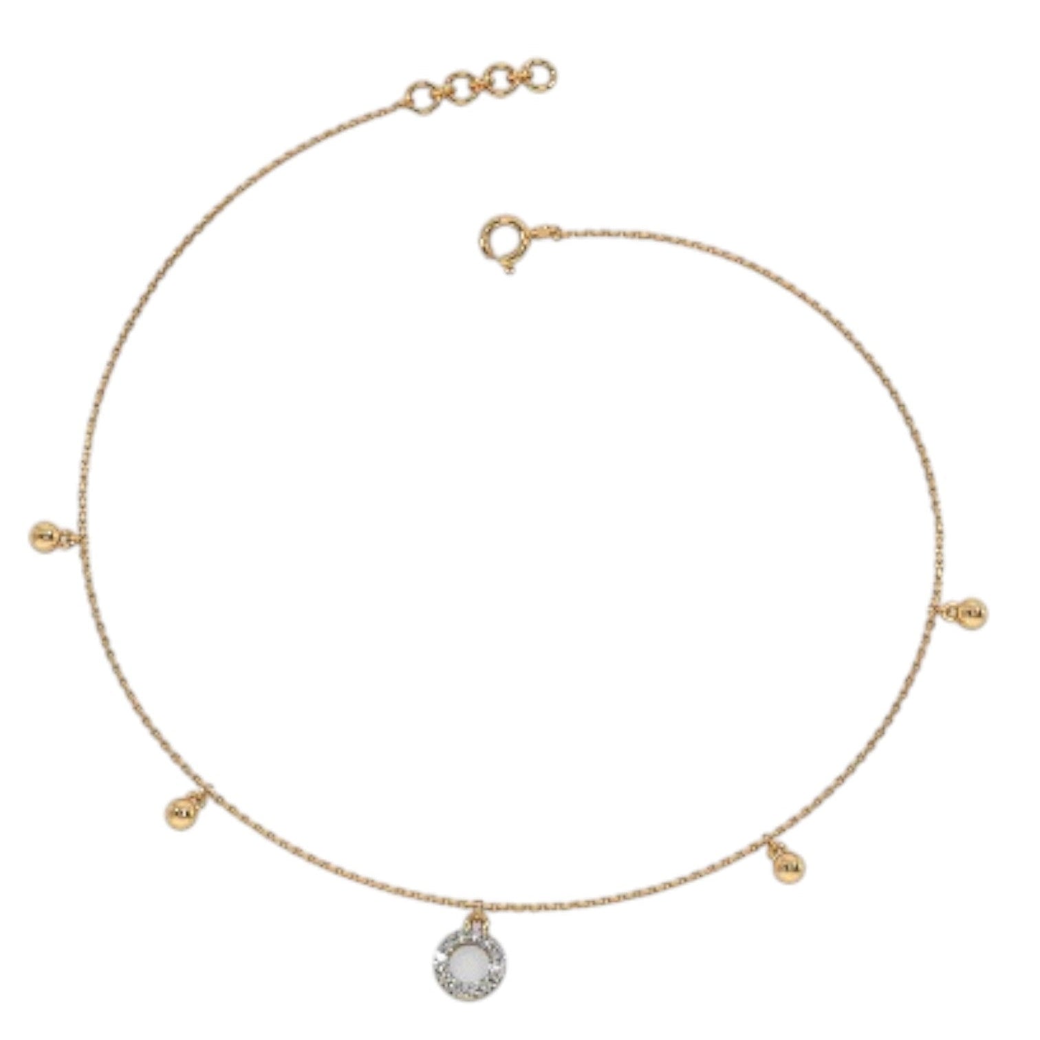 Two Tone Circle 925 Sterling Silver Heart Charm Bling Anklet By Kesardeep Impex For Women